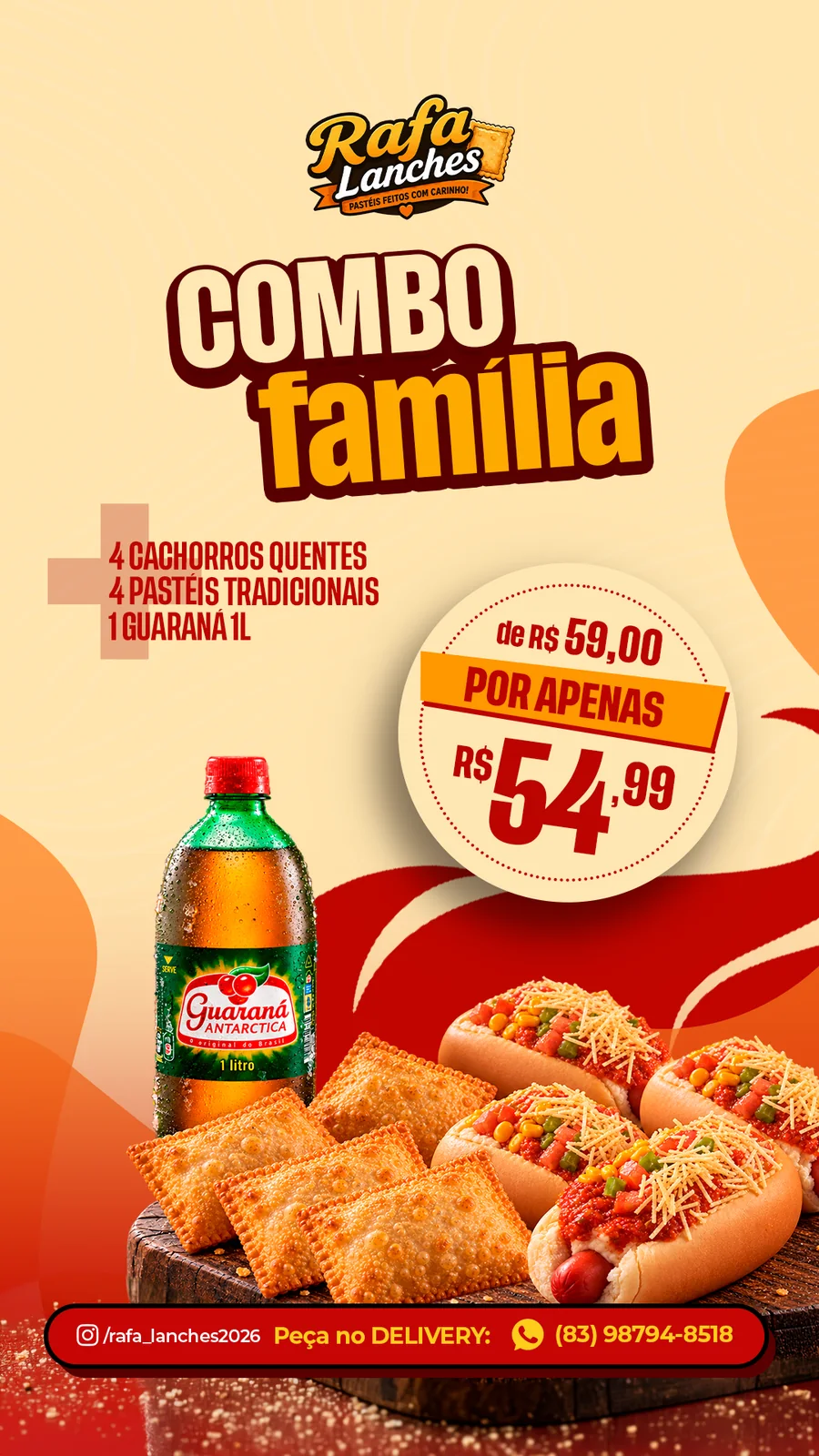 Story Rafa Lanches: Combo Família