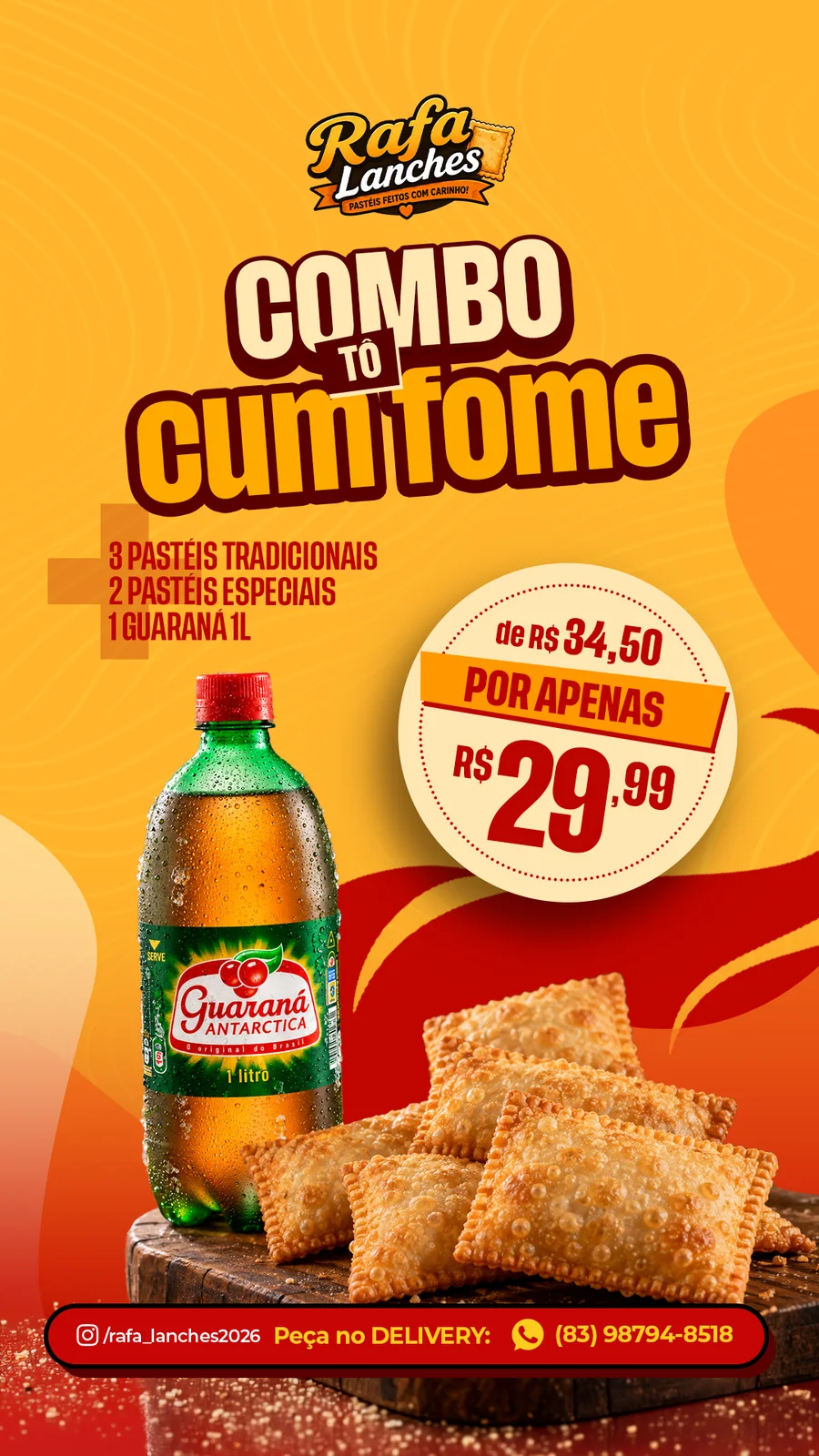 Story Rafa Lanches: Combo Tô Cum Fome